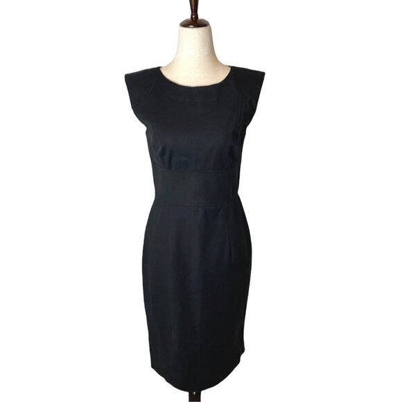 French‎ Connection Black Capped Sleeve Cotton Blend Sheath Dress Size 6 - Picture 1 of 9